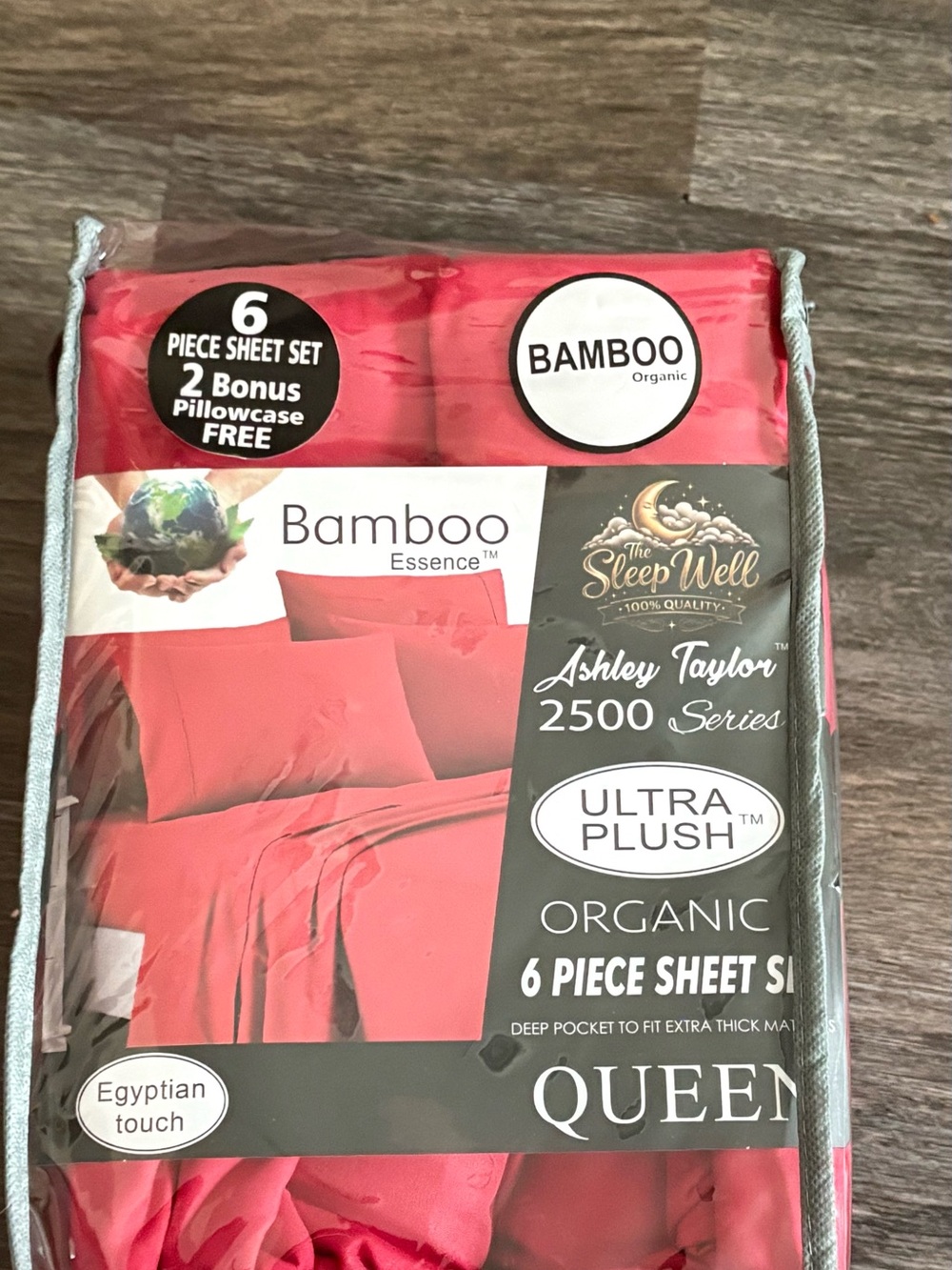 Ashley Taylor Red Bamboo Essence 6-Piece Queen Sheet Set